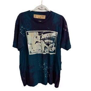 Salvage The Switchblades Graphic T-Shirt L Blue Distressed Bleach Punk Tee NWT